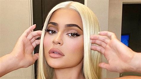 kylie in gucci bra|Kylie Jenner reveals new platinum blonde hair in her underwear.